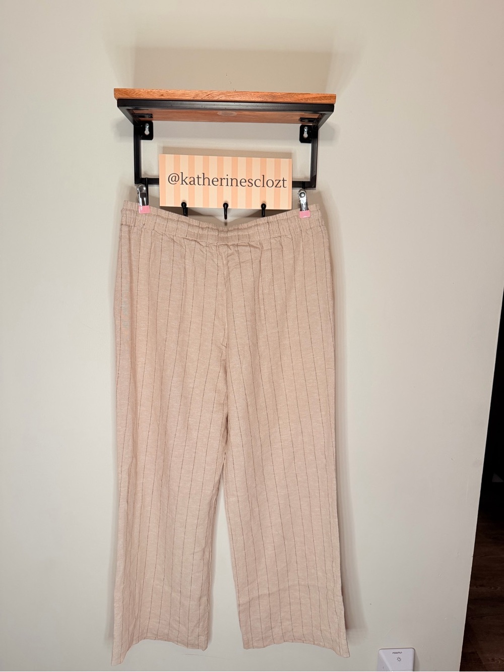 Beige Ribbed Drawstring Wide-Leg Pants - Picture 2 of 2